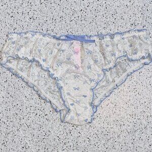 Victoria's Secret PINK x LOVESHACKFANCY Holiday Bow Cheeky Panty Lace Ruffle S